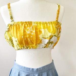 FAITHFULL THE BRAND NWT Linen Floral Print Crop Top Size Small